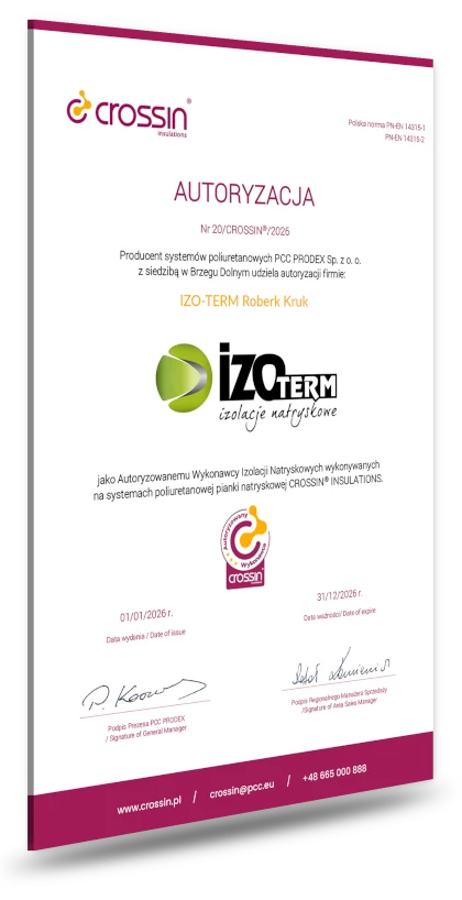 Ocieplanie pianą PUR - Autoryzacja Crossin IZO-TERM